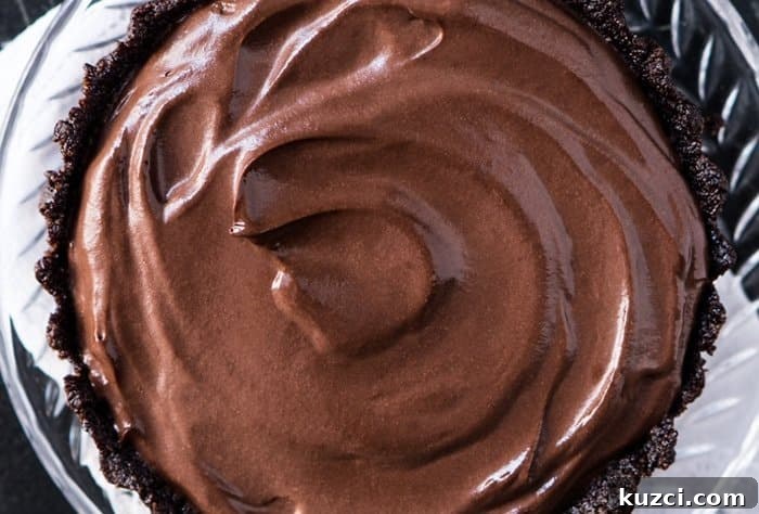 No Bake Chocolate French Silk Pie for One Gluten Free Keto Paleo 3 Smooth chocolate filling for a keto French silk pie