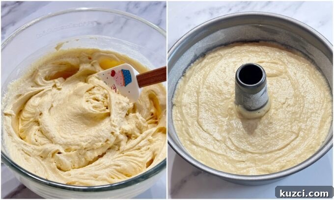 Classic Pound Cake Recipe with a Rich Buttery Crumb 4 Preparing pound cake batter.