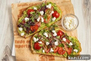Tomato Goat Cheese Avocado Toast 14 Avocado toast with tomato, goat cheese and microgreens.