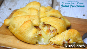 Caramelized Onion Baked Brie Crescent Ring (Brie en Croute) 14 Caramelized onion baked brie crescent round