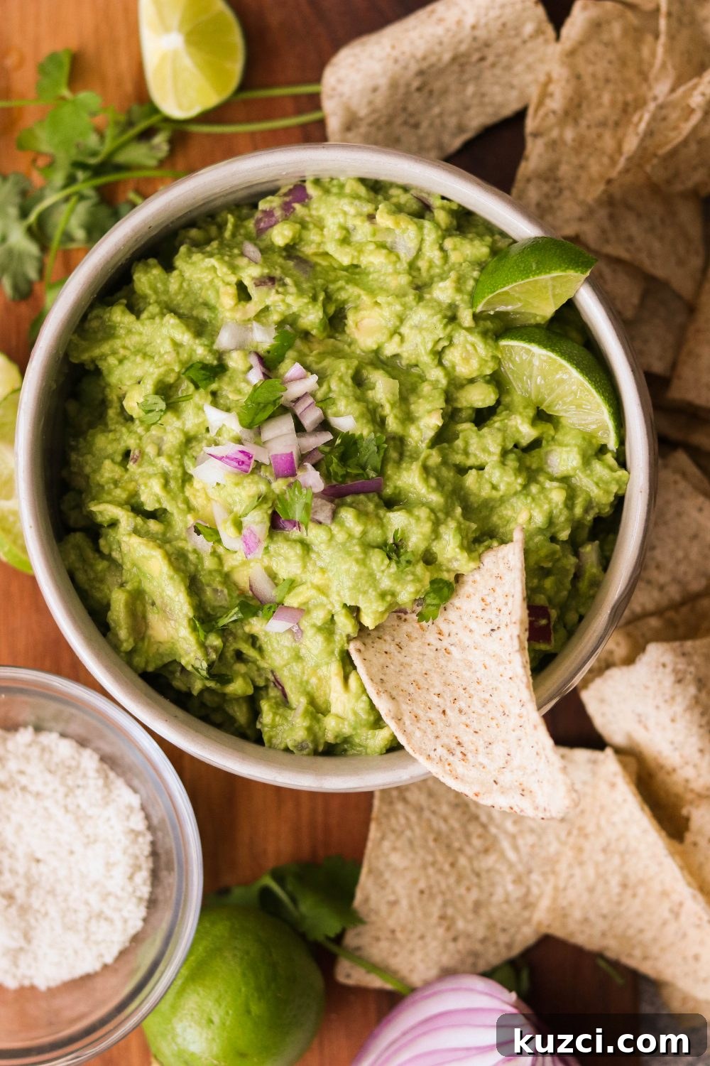 Homemade Keto Guacamole Recipe for Low Carb Avocado Dip 2 guacamole in a bowl topped with red onions