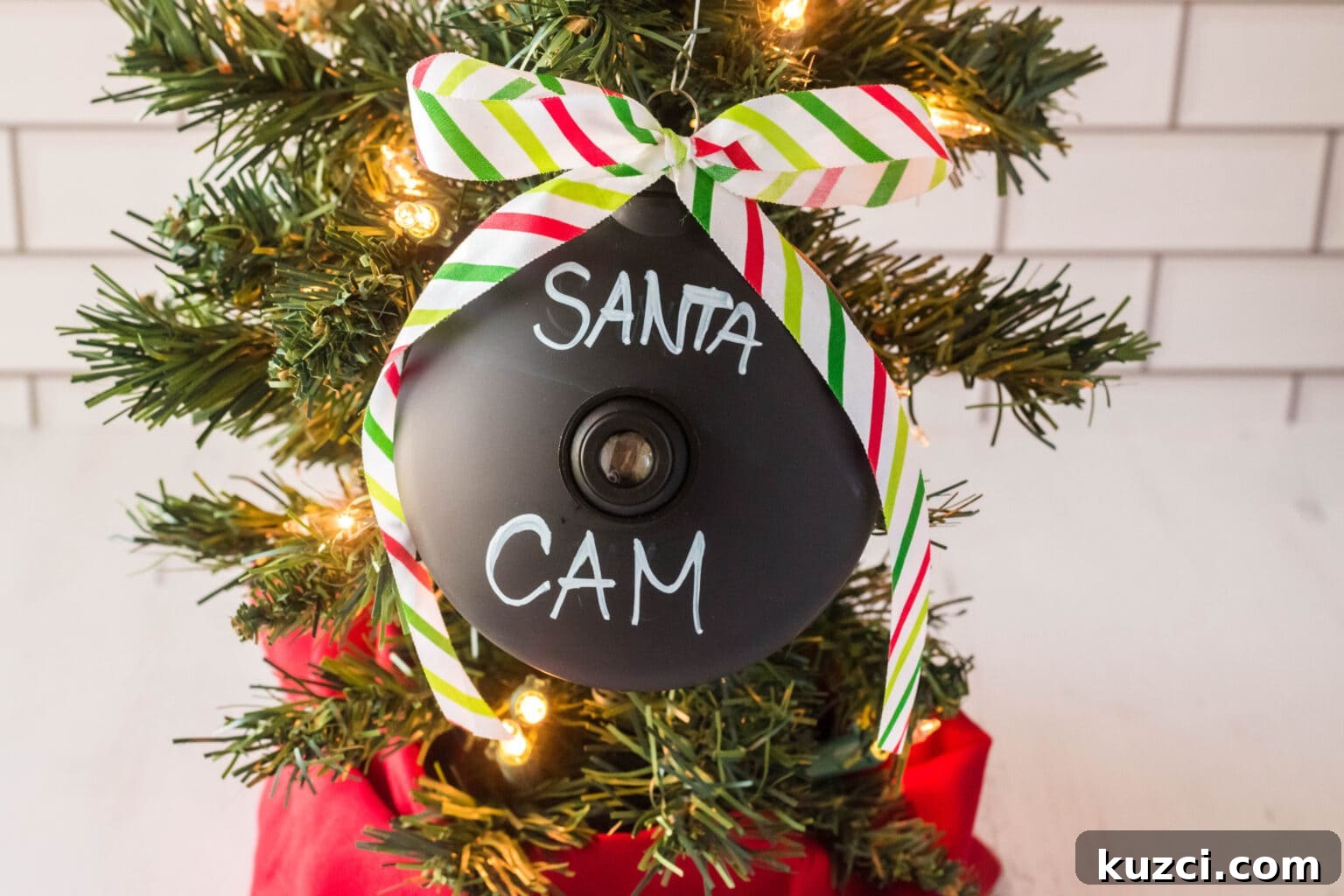 How to Make a Santa Cam Ornament for Your Christmas Tree 3 Santa cam ornament hanging