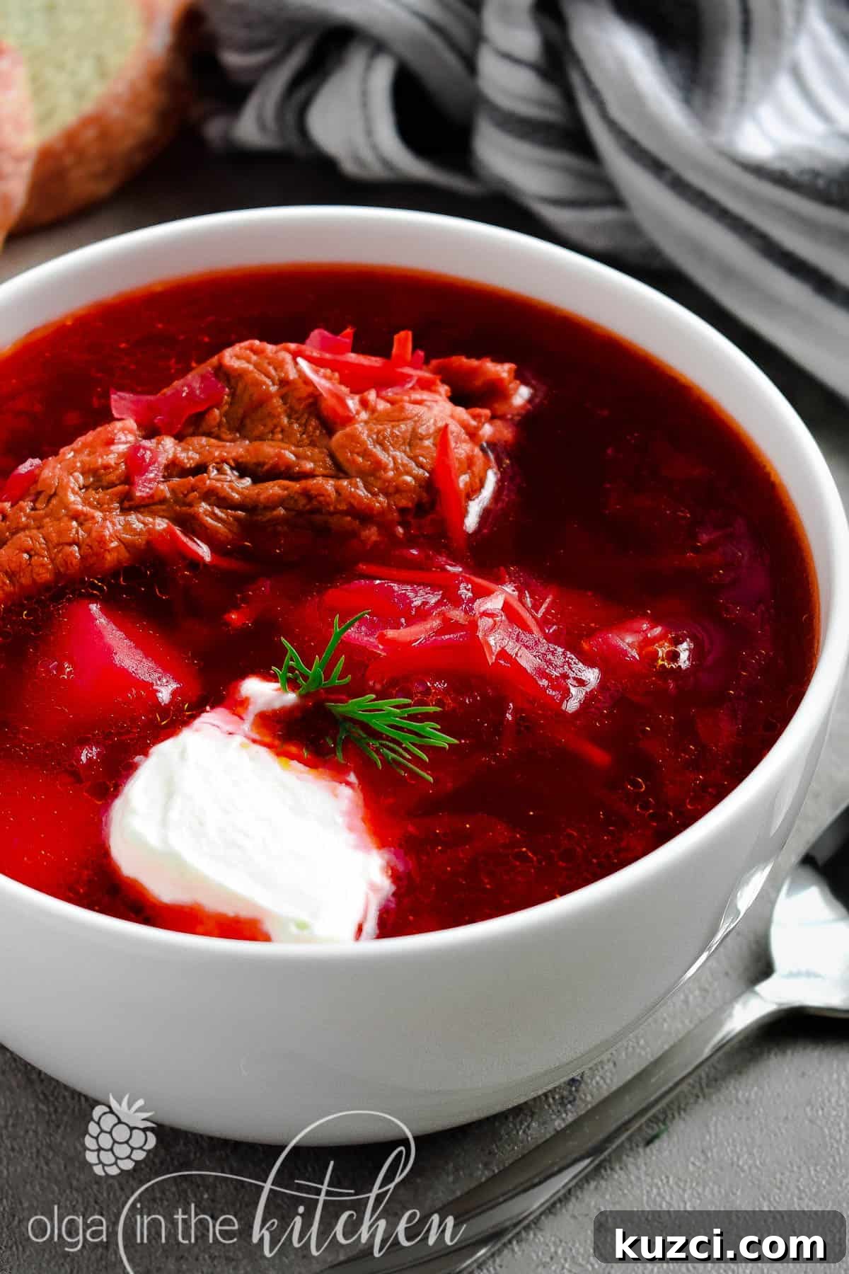 Classic Red Borscht Recipe with Ribs 2 Classic Red Borscht with Ribs (beet soup) - traditional Ukrainian dish with beets, potatoes, cabbage and carrots