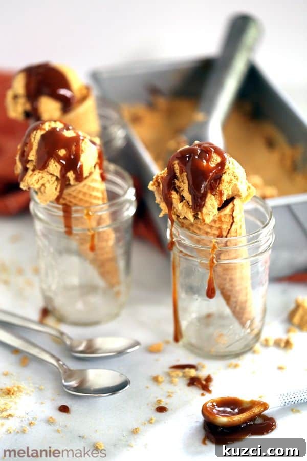 Pumpkin Cheesecake Ice Cream with Caramel Swirl 7 Caramel Pumpkin Cheesecake Ice Cream | Melanie Makes