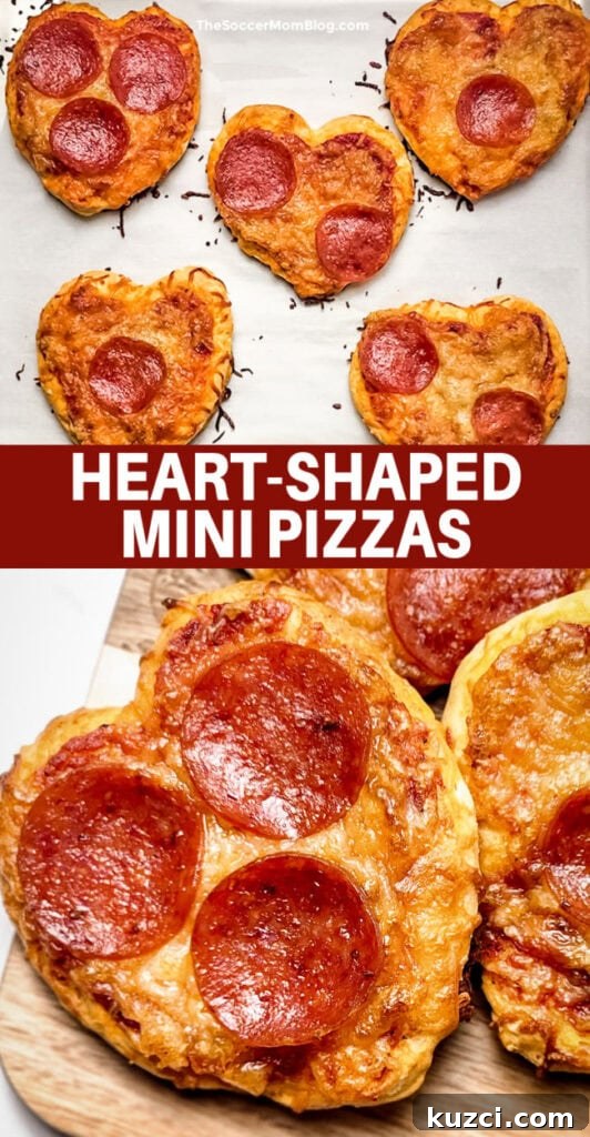 Heart-Shaped Mini Pizzas Pinterest Image.