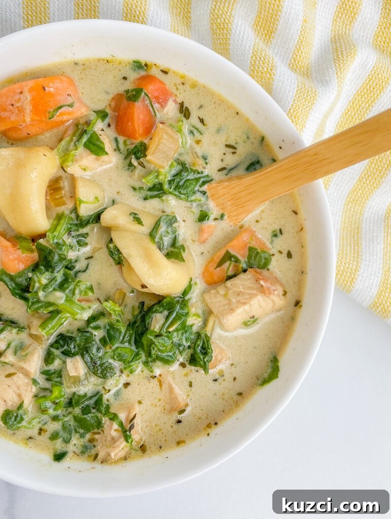 Creamy Chicken Tortellini Soup With Spinach