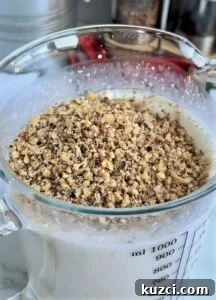Adding pecans to the paleta mixture