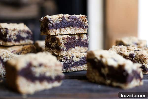 A stack of Nutella Fudge Oat Bars