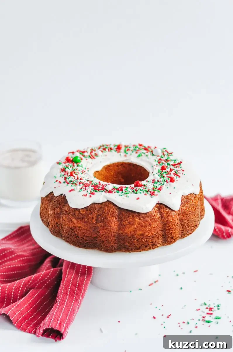 Holiday Eggnog Bundt Cake Recipe with Rum Glaze 2 Eggnog Bundt Cake slice