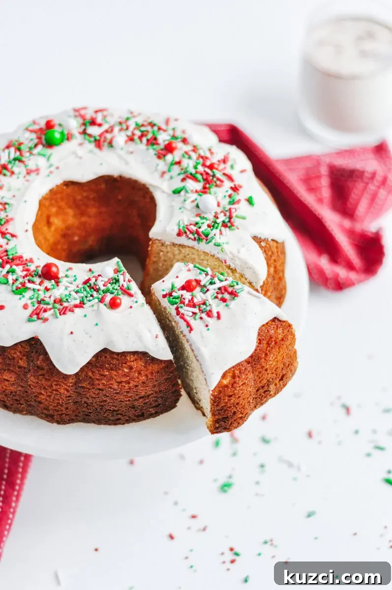Holiday Eggnog Bundt Cake Recipe with Rum Glaze 4 Close-up of cake texture