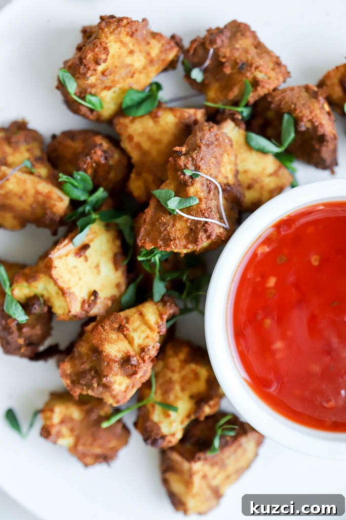 Crispy Air Fryer Tofu Nuggets Vegan and Gluten Free 7 crispy air fryer tofu nuggets with favorite dipping sauce