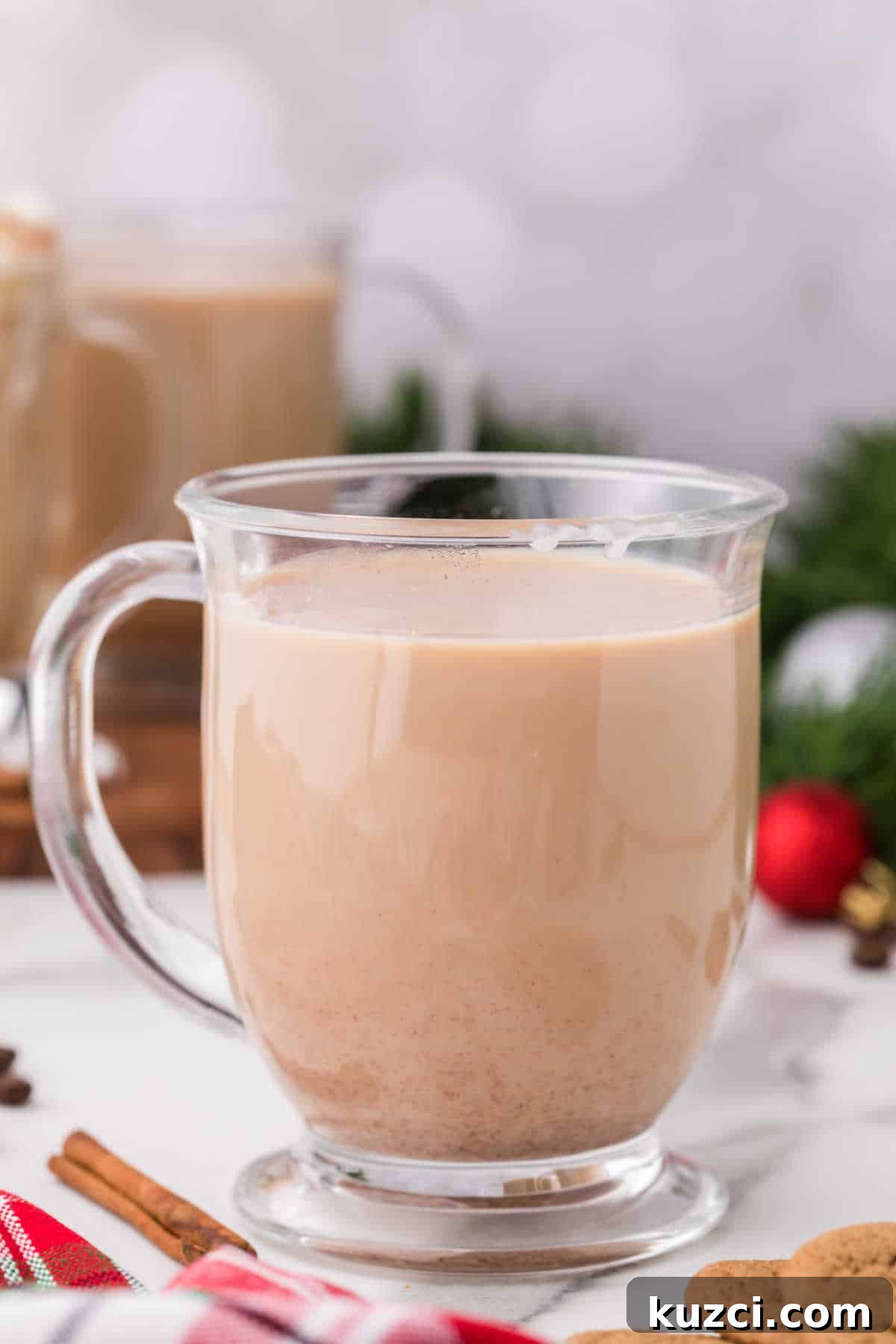 Gingerbread Latte Recipe for a Cozy Holiday Drink 8 The recipe in a glass mug.