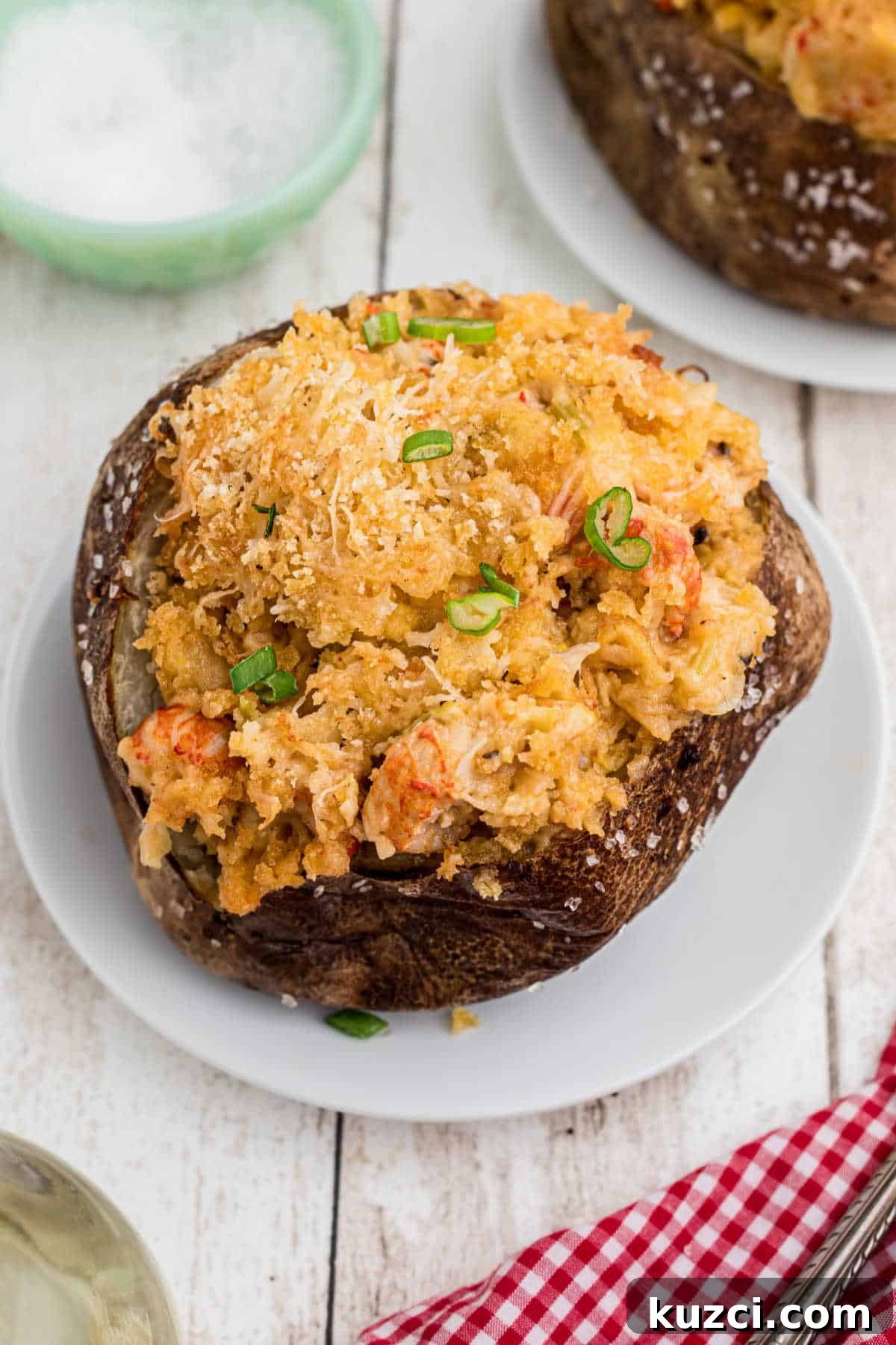 Crawfish-Stuffed Baked Potatoes Recipe 6 A baked potato stuffed with crawfish au gratin.